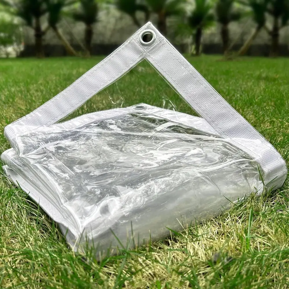 

Clear Tarp 6 x 8T, 20 Mil Clear Vinyl Tarp, Small Cover Plastic Sheeting with Grommets, Double-Stitched Reinorced Edges, Heavy D