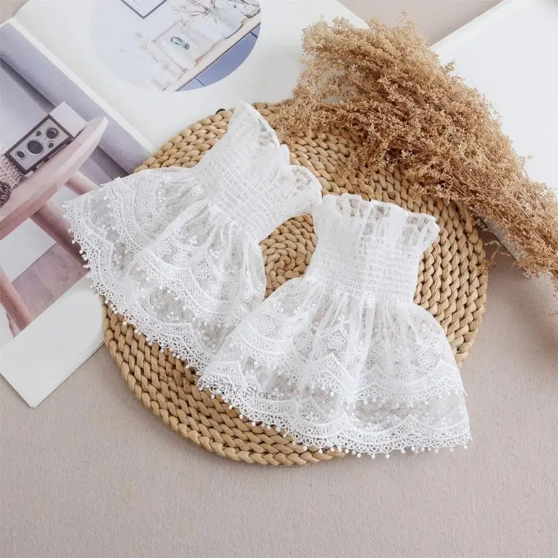 刺繍花レーススリーブ装飾的な手首カフスアームスリーブ女性用ワードローブ衣装エンハンスメントH7EF