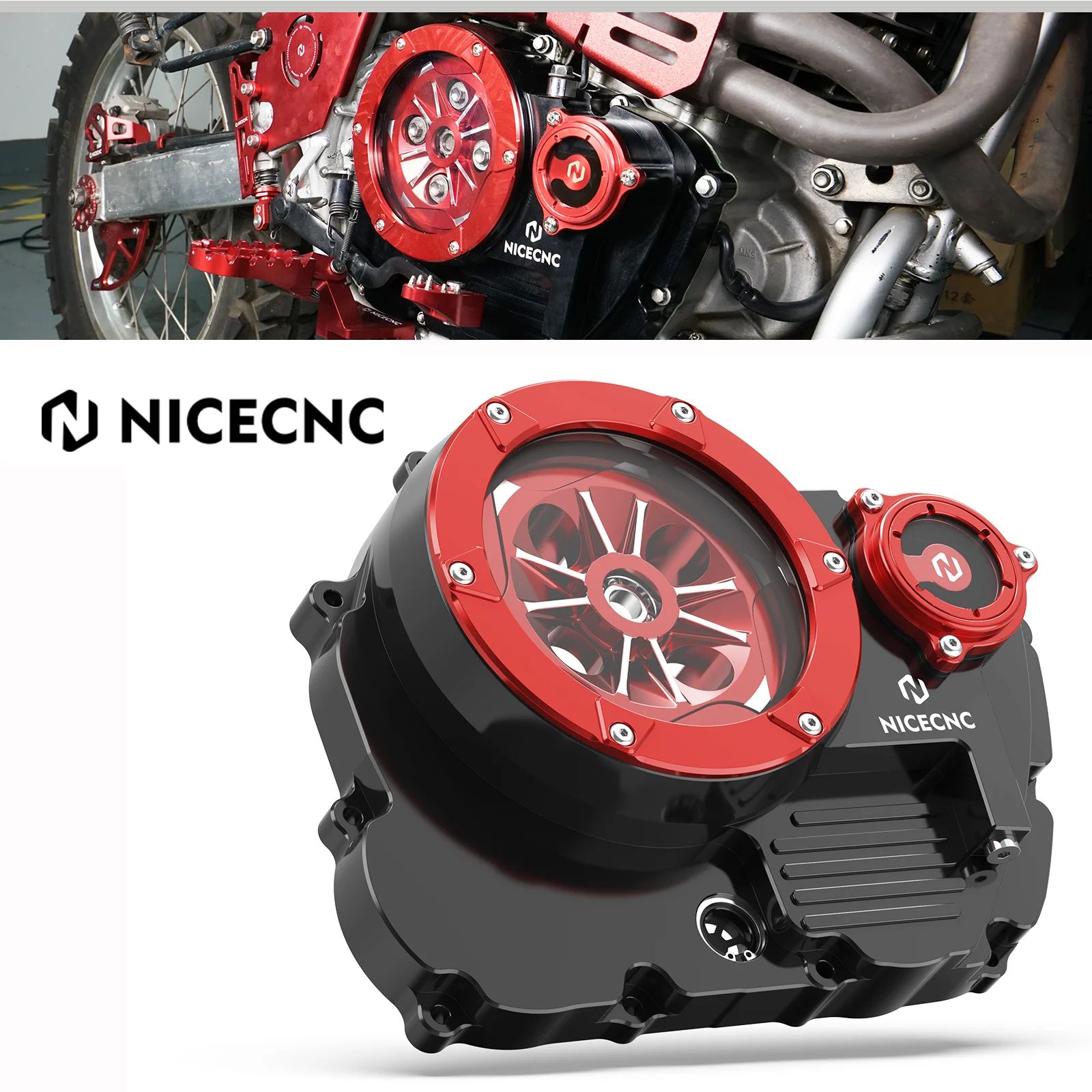 

For Honda XR650L 1993-2024 2022 NICECNC Engine Transparent Clutch Cover Protector Right Side Engine Clutch Cover Oil Filter Cap