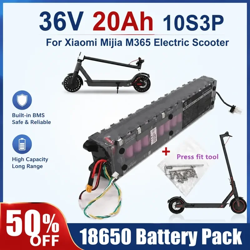 

36V 20Ah 10S3P 18650 Battery Pack for Xiaomi Mijia M365 Electric Bike Electric Scooter Ebike Rechargeable Battery With BMS