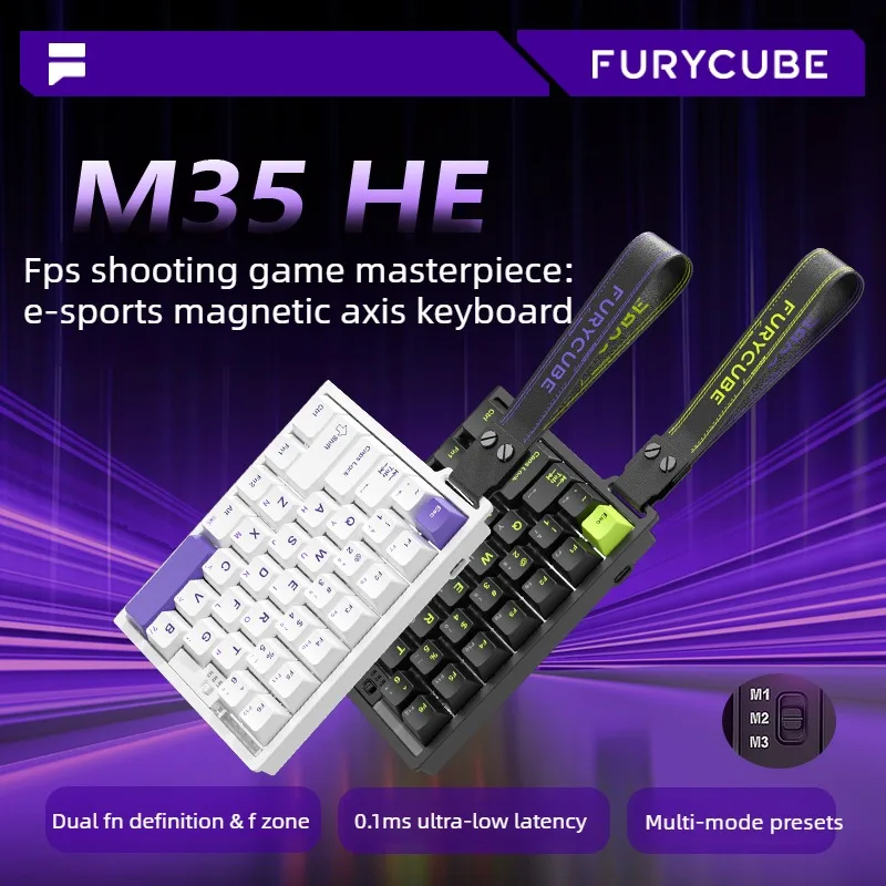 FURYCUBE M35HE Magnetic Switch One-Handed Keyboard Wired Single Mode 8k Rate of Return 0.1ms Low Latency RGB Portable Keyaboard
