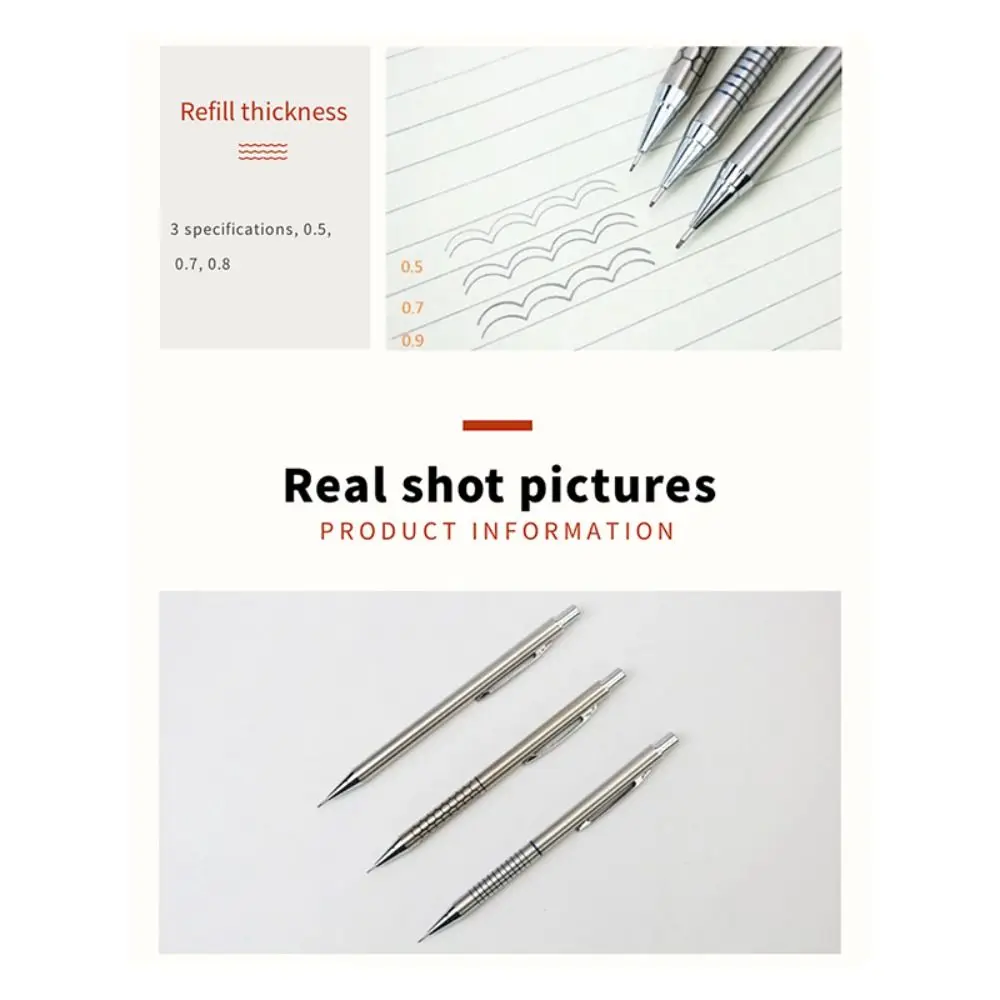 

0.3/0.5/0.7/0.9mm Mechanical Pencil Metal Sketch Comics Design Automatic Pencil Drawing Writing Tool Propelling Pencil