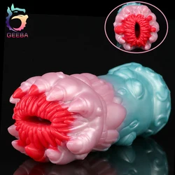 GEEBA Alien Plant Male Masturbators Soft Silicone Aircraft Cup Realistic Vagina Prostate Massage Sex Toys For Men Pocke Pussy