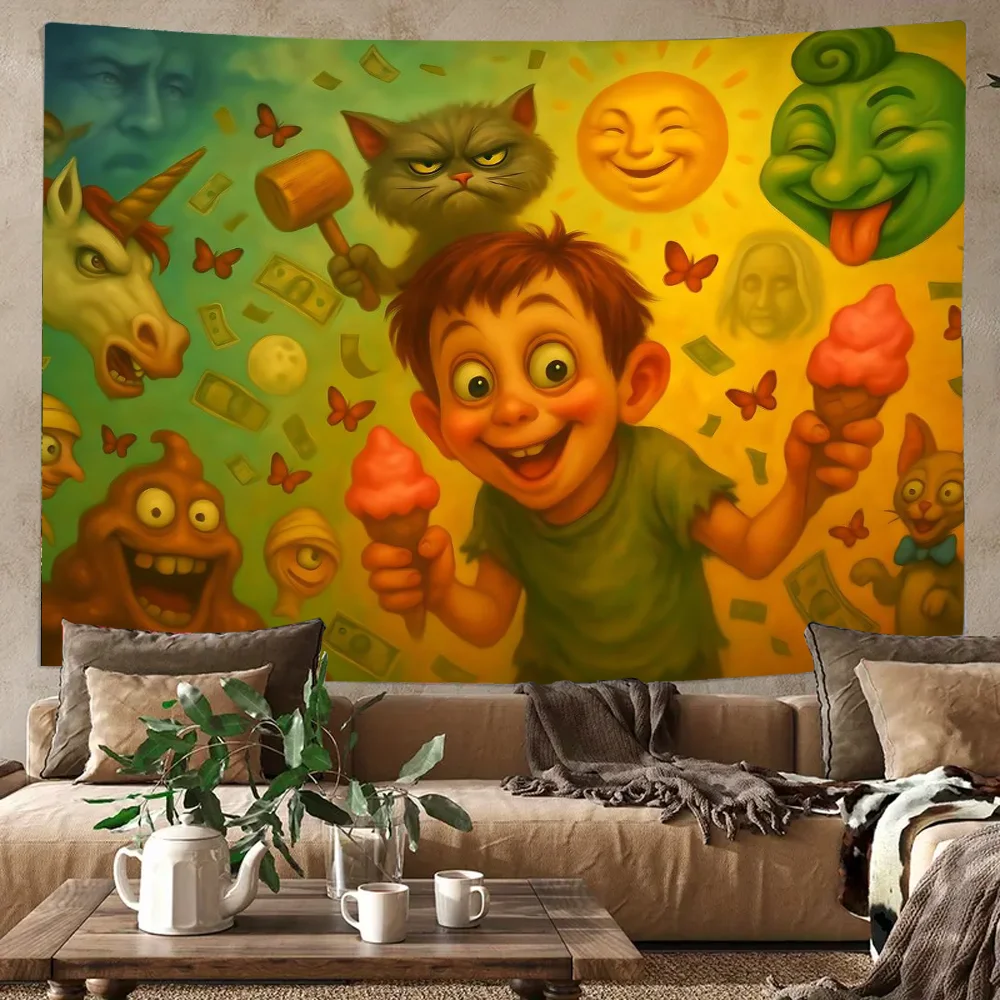 

Anime Boy Tapestry Aesthetic Wall Hanging Tapestry for Living Room Bedroom Dorm Party Decor Washable Stitched Edge Tapestries