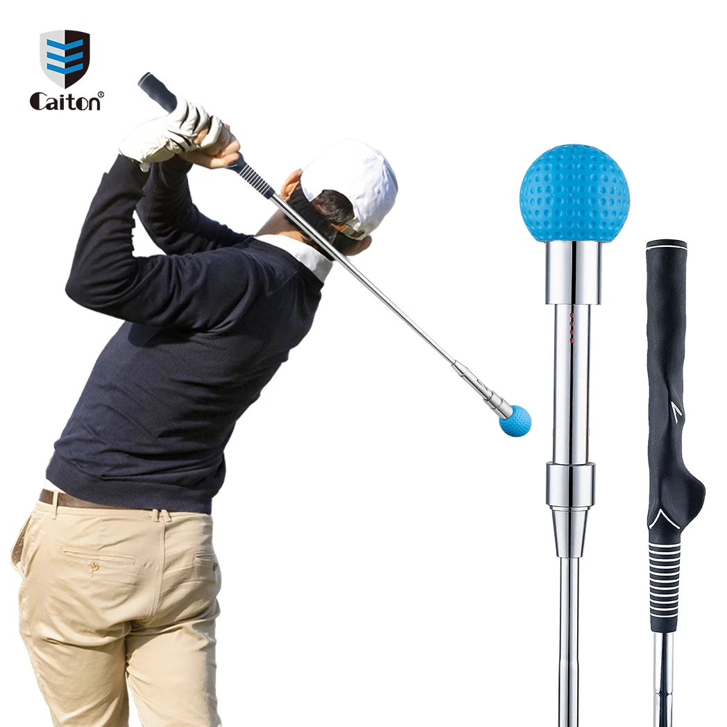 Caiton 85cm Golf-Schlagübungsstab, 4-stufig verstellbar, simulierter Ballkopf, Schaftgriff aus Zinklegierung, Hilfsmittel für Tempo- und Krafttraining