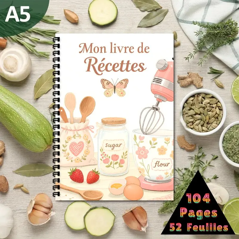 Interesante libro de recetas francés, manual de recetas personal en blanco, herramienta de planificación de cocina adecuada para chefs caseros, diario de cocina