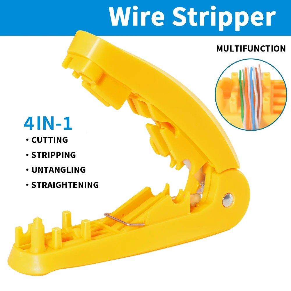 RJ45 LAN-Kabelwerkzeug, 4-in-1 Schneid-, Abisolier-, Kamm- und Richtwerkzeug für Cat5e Cat6 STP UTP Netzwerkkabel – Detail 1