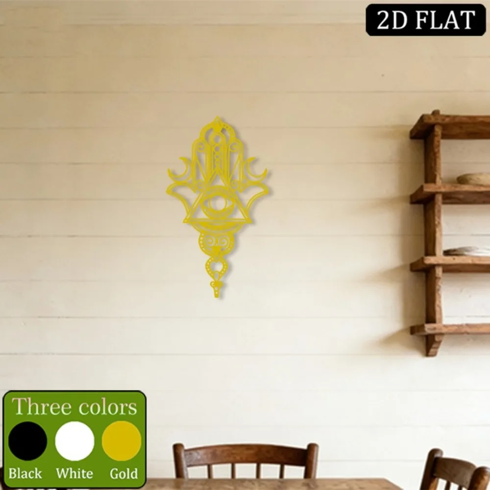 CIFBUY Décoration Murale Métallique Hamsa et Œil Protecteur, Sculpture Murale en Fer pour la Bénédiction Spirituelle de la Maison, Œuvre d'Art Plate 2D pour Chambre à Coucher