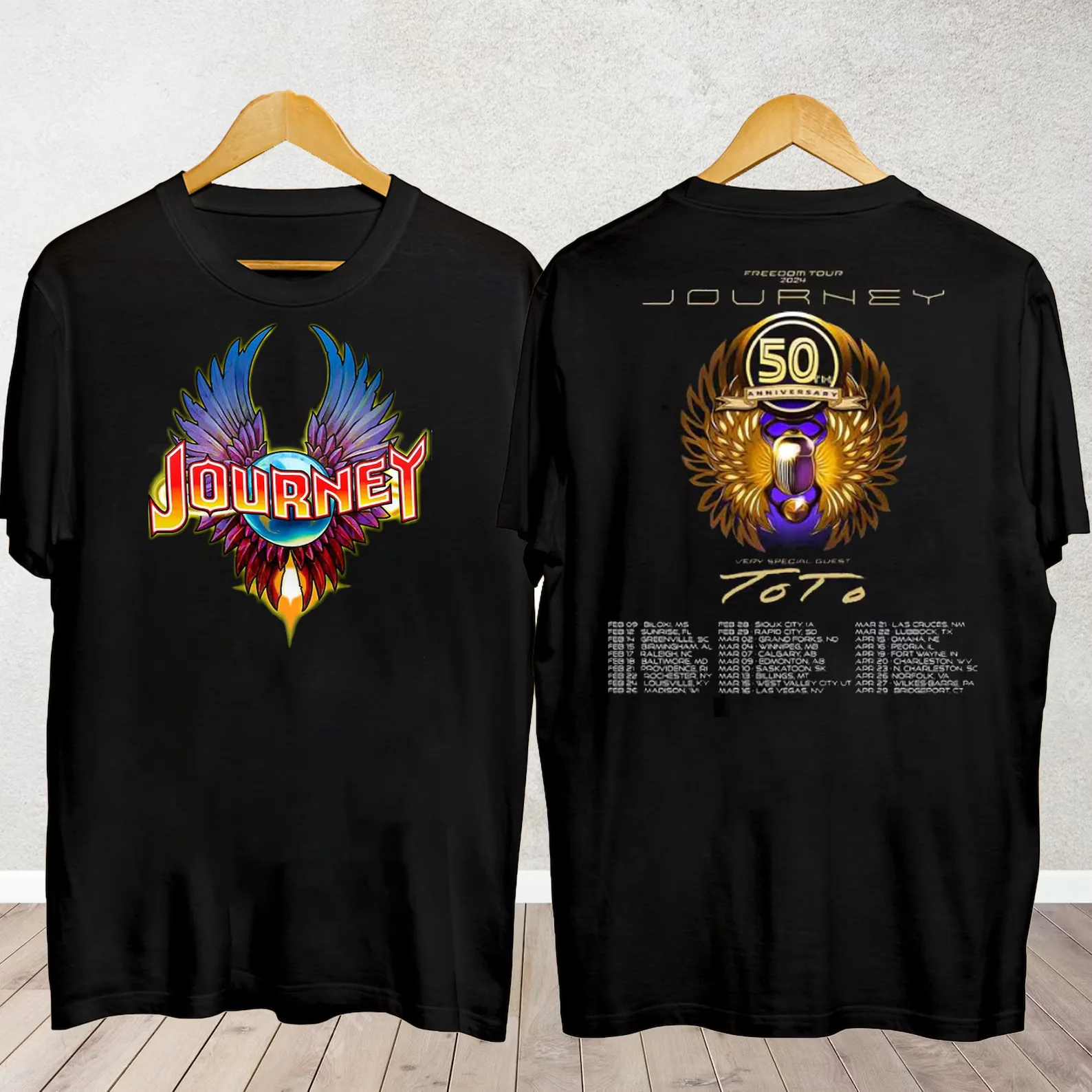 

Journey Freedom Tour 2024 Shirt, Journey With Toto 2024 Concert Shirt