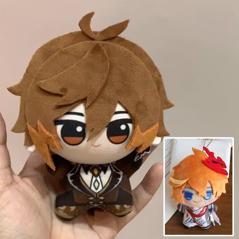 

10 см Genshin Impact Zhongli Tartaglia плюшевая игрушка мини-брелок периферийные куклы рюкзак аксессуар для подарка на день рождения