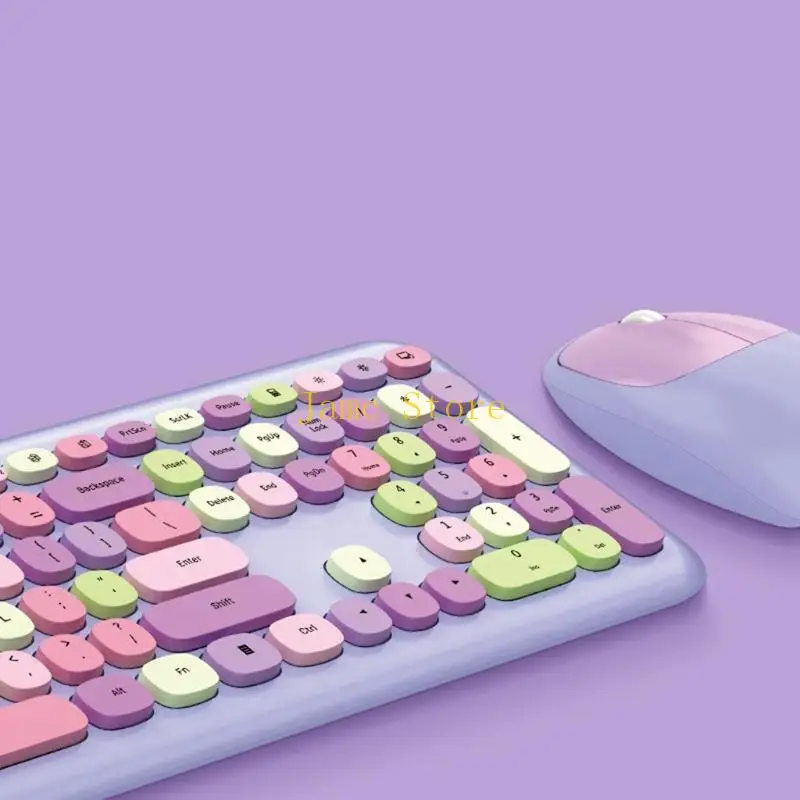 LX0B 2.4G Wireless Business Multi-Color Mute Keyboard Built-in Intelligent Power Saving Mouse Easy To Operate 110 for Key