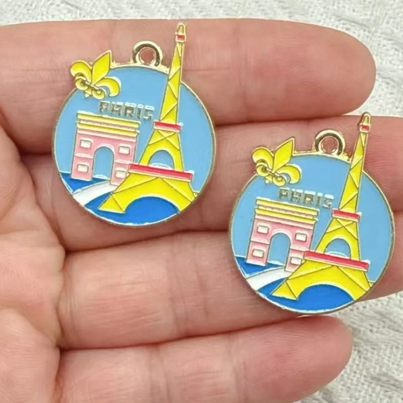 10pcs Famous Building Charm Jewelry Accessories Necklace Earring Pendant Diy Making Craft Supplies Alloy Metal Gold Plated