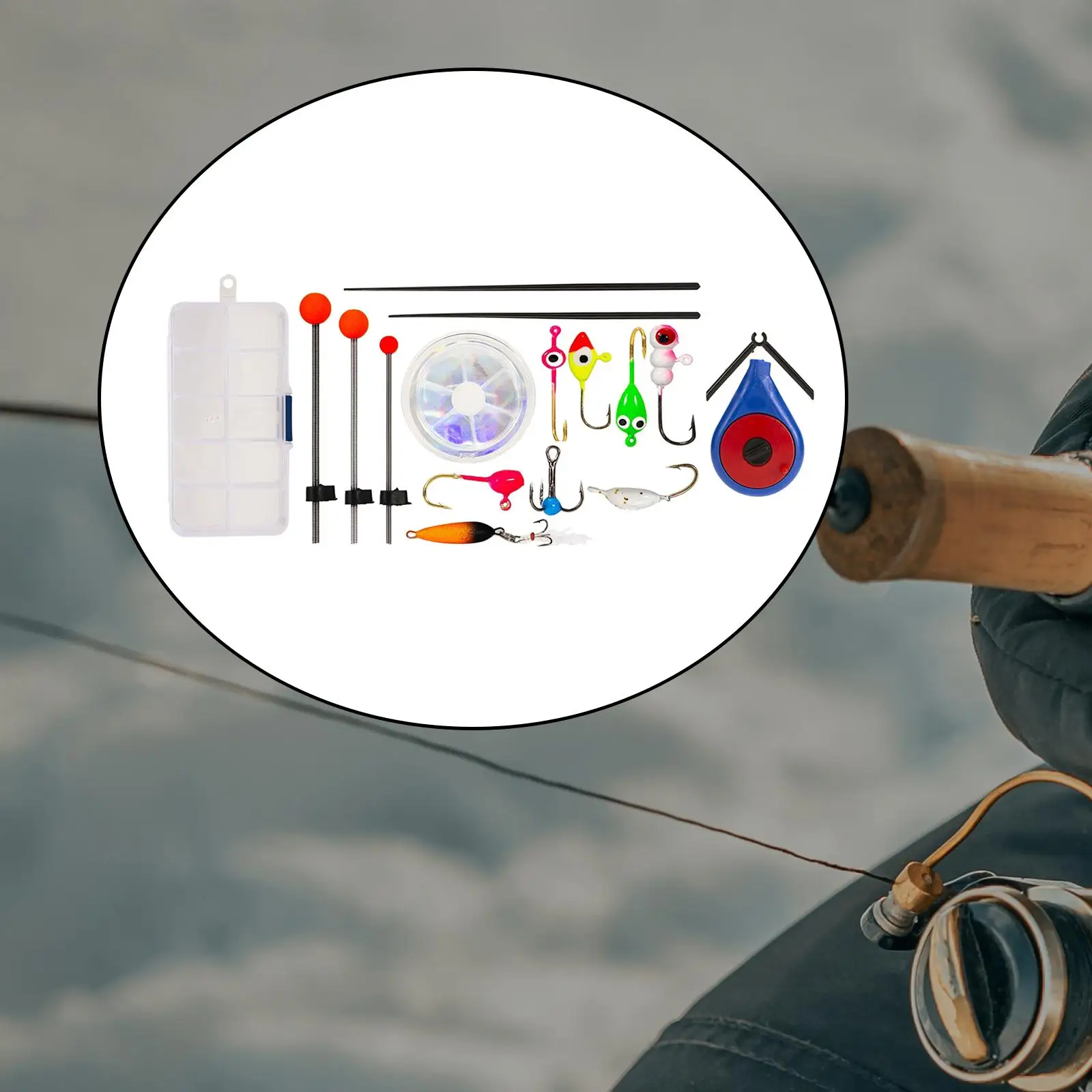 

Ice Fishing Rod Set Ice Fishing Jigs Kit Angling Winter Fishing Line Hook Portable Ice Fishing Rod Top Tip