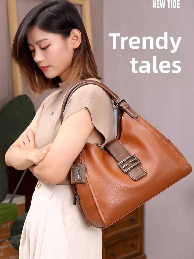 

Новая женская сумка 2026 года в стиле ретро: вместительная сумка-тоут на одно плечо с многослойным дизайном и возможностью ношения через плечо