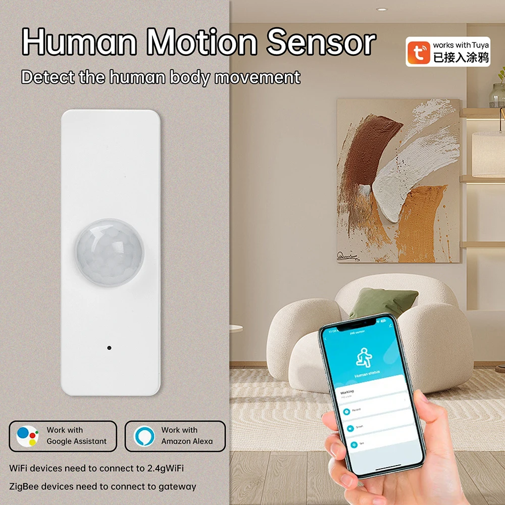 Tuya WIFI/ZigBee Human Motion Sensor PIR Infrared Motion Detector Human Presence Sensor APP Control Security Protection For Alex