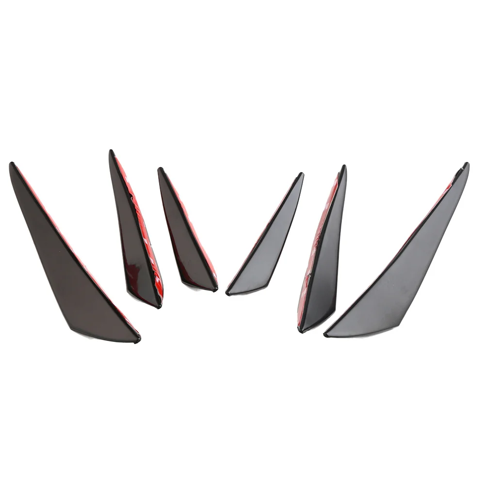 

6pcs Universal Black Pp Front Lip Splitter Spoiler Car Bumper Cover Uv Protected Polished Surface Durable Shovel For Cars