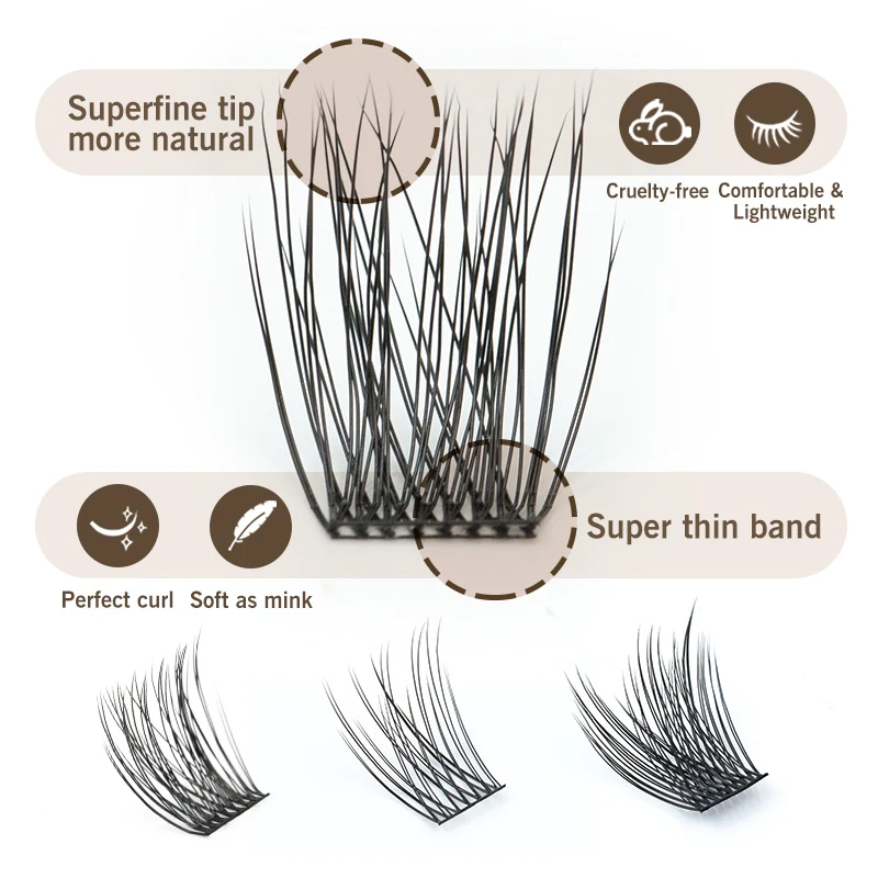 EASITENSION DIY Eyelash Extension 80 PCS Cluster Lashes Natural Volume Individual Lash Clusters Wisps Fluffy Russian Mink Bundle