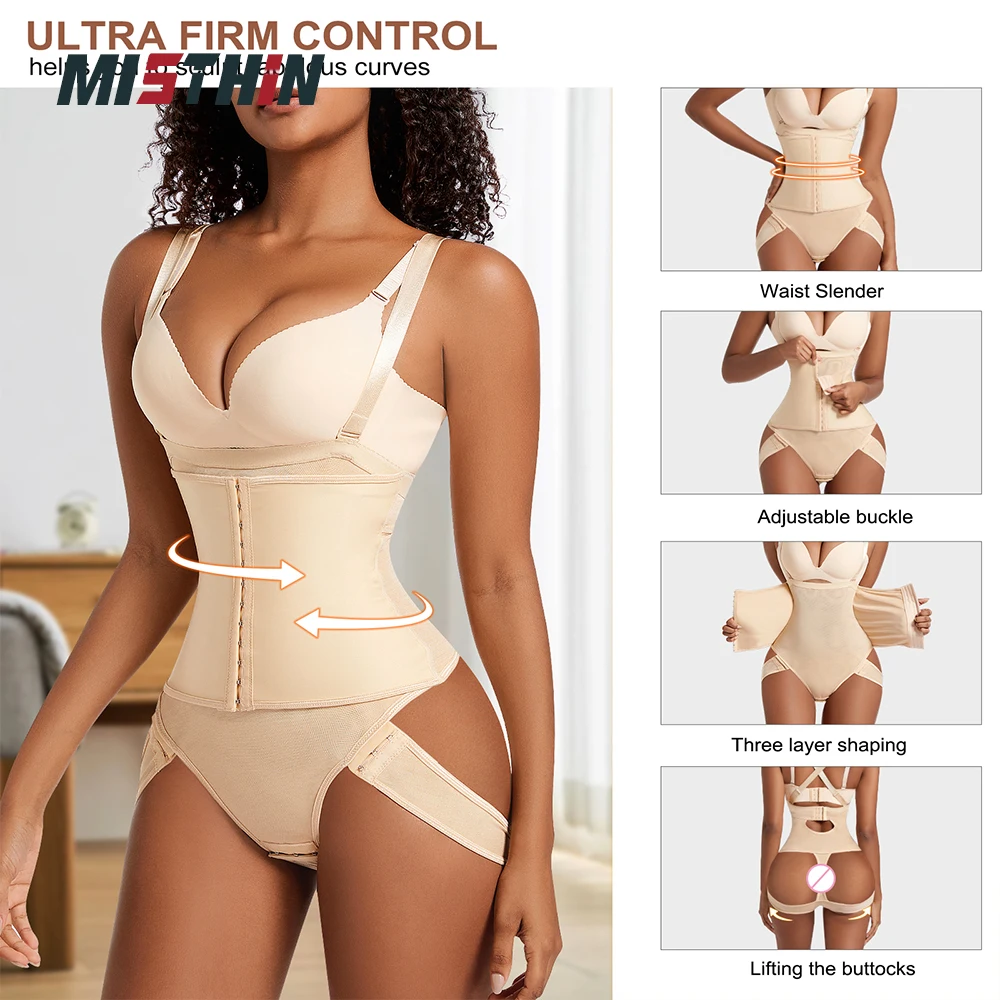MISTHIN  Sexy Shapewear Waist Bodysuit For Women Slimming Body Sculpting Waist Trainer Black Skin Full Body Shaper Tummy Girdle