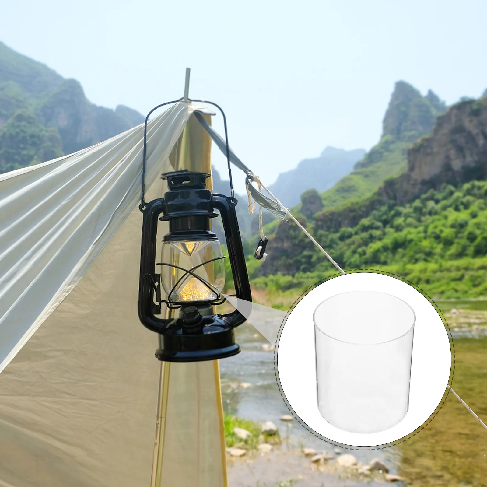 

Oil Lamp Chimney Glass Shade Transparent Replacement Lamp Cover Clear Windproof Lampshade for Indoor Decoration