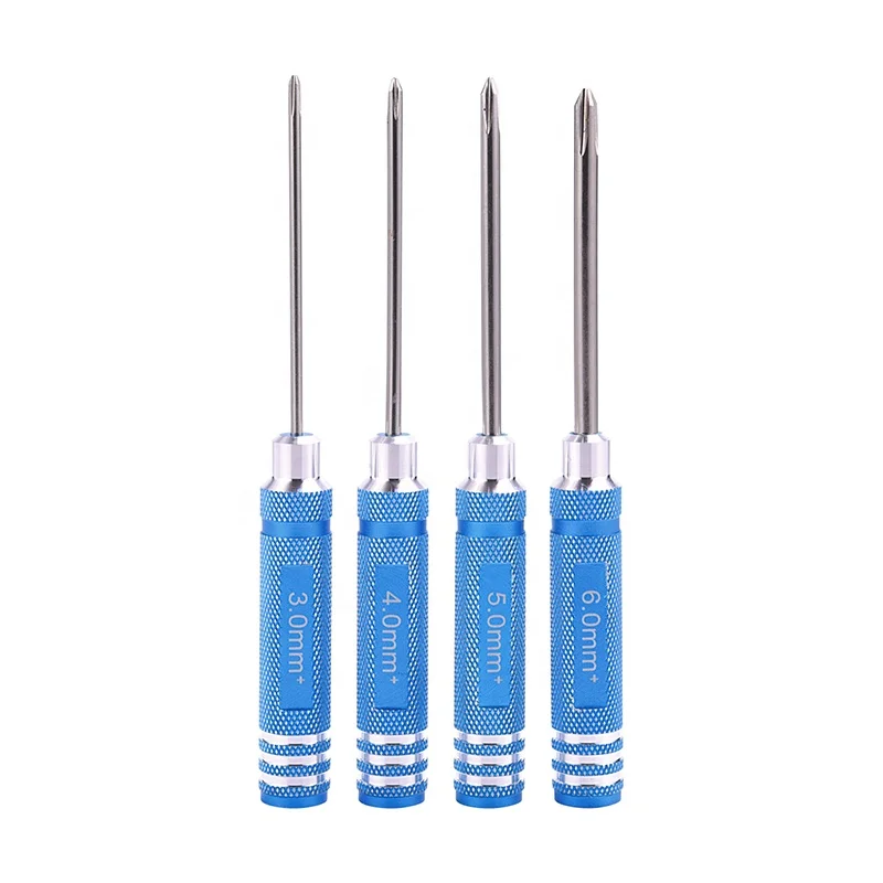 4pcs black flat screwdriver precision for Phillips screwdriver set aluminum RC car tool, suitable for RC ships and helicopters