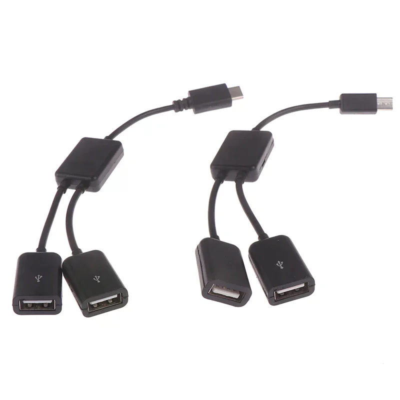 Micro usb / type c to 2 otg dual female usb port hub cable y splitter adapter