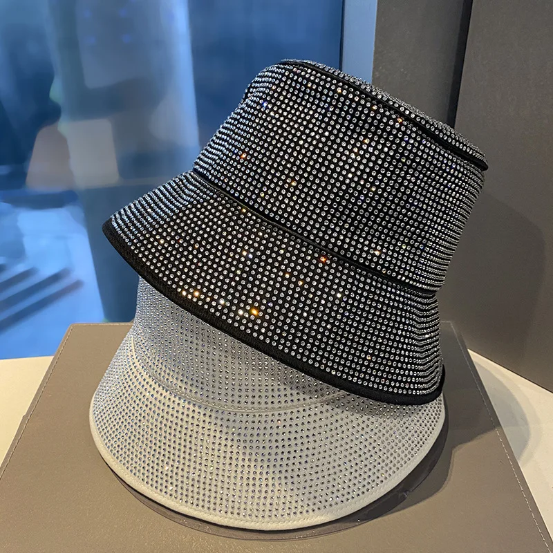 

Fisherman's Hat Outdoor Sun Protection Spring Summer With Diamond Small Fragrance Sun Hat Black Visor Female Fisherman's Hat