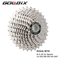 GOLDIX Rennrad 8 9 10 11 Geschwindigkeit Velocidade 11-25T/28T/32T/34T/36T Fahrrad Kassette Freilauf MTB Kettenrad für SHIMANO SRAM