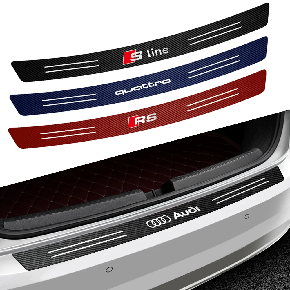 1Pcs Car Styling Carbon Fiber Badge Trunk Load Edge Sticker for Audi Sline A3 A1 A4 B8 B7 A6 C7 A5 A7 A8 B9 B6 C6 Q2 Q3 Q5 Q7 TT