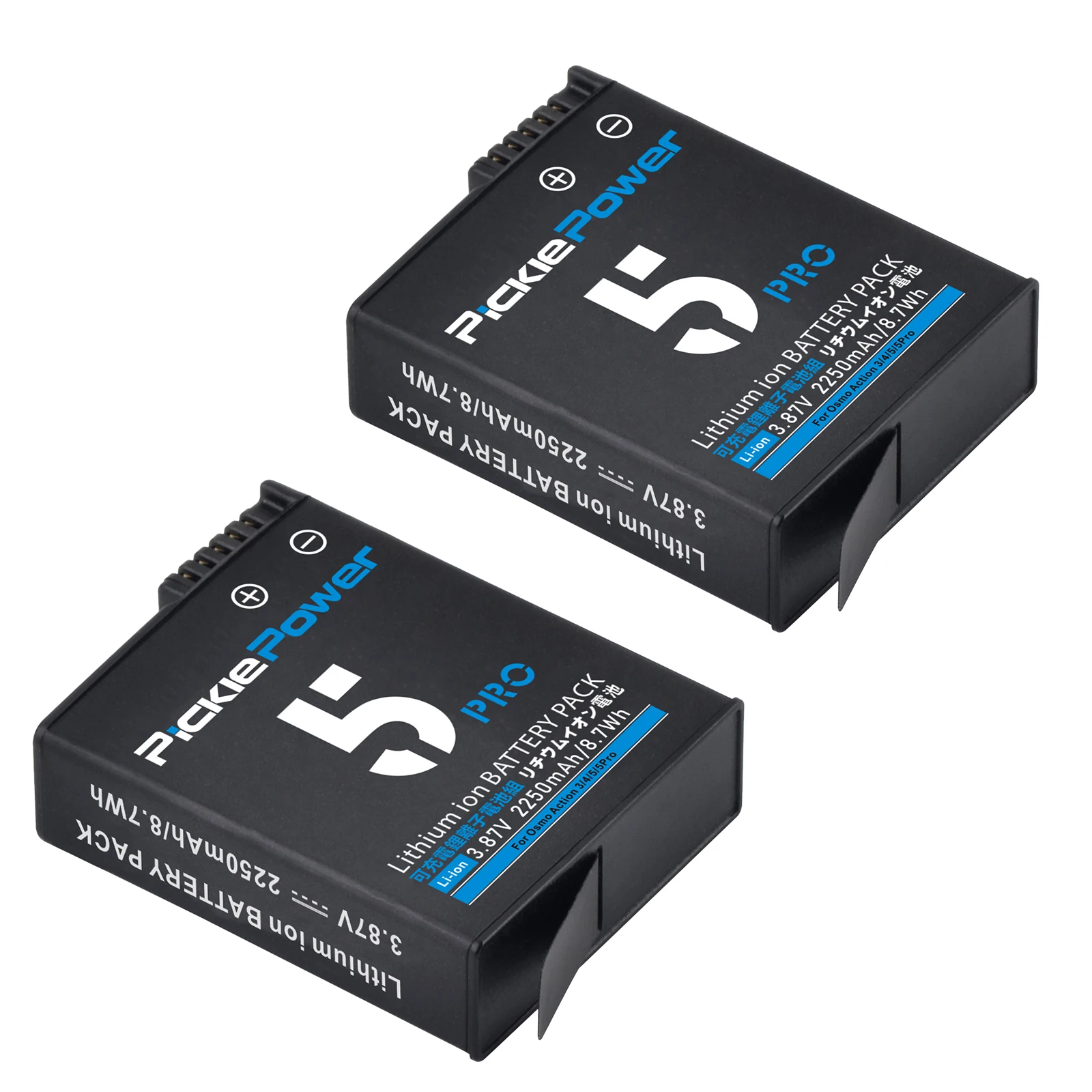 PicklePower 2250 mAh Ersatzakku für DJI Osmo Action 5 Pro/4/3, Osmo 360, Ladebox für DJI 3/4/5Pro Zubehör