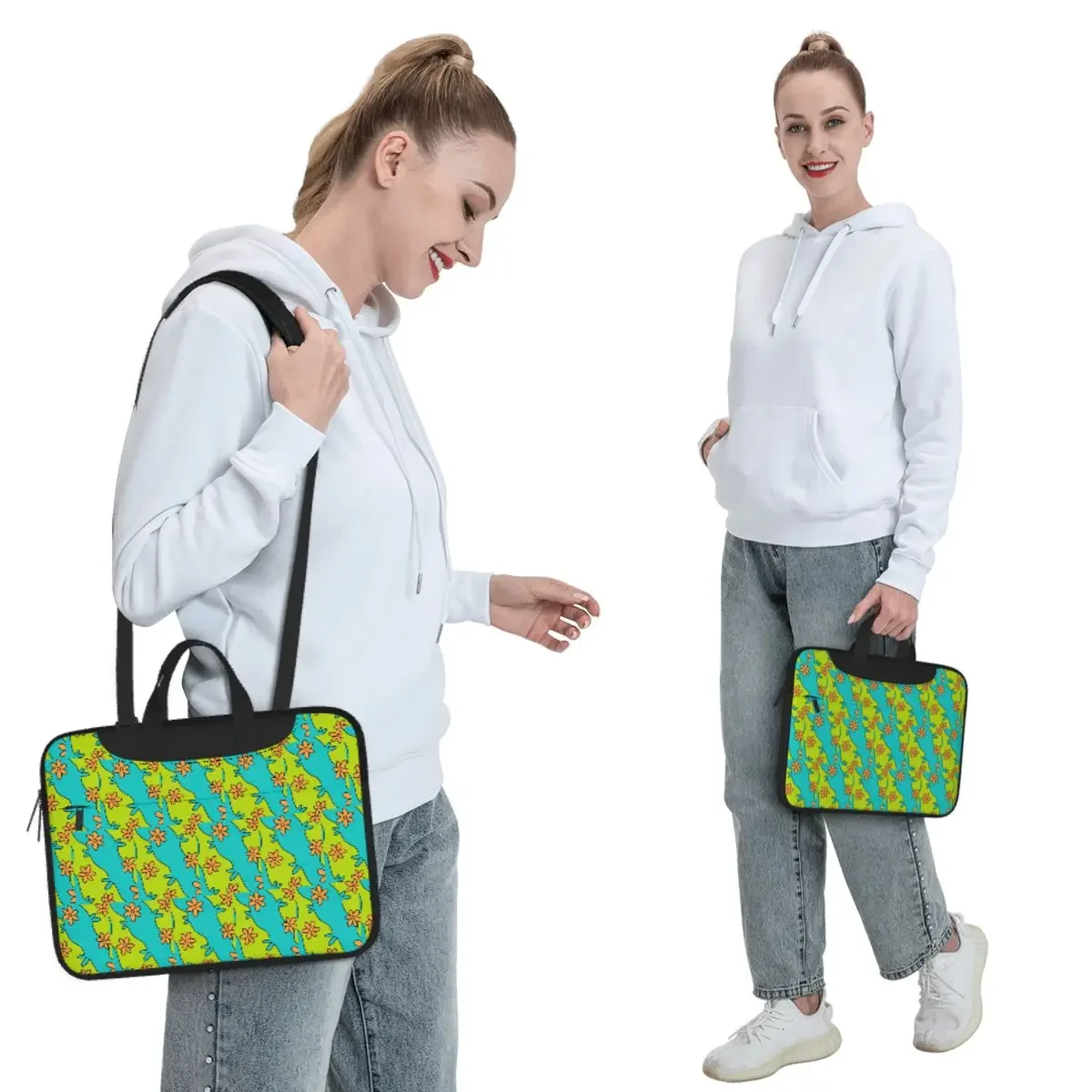 Mysterious Flowers Crossbody Laptop Bag Case Computer Bag Resistant Protective Notebook Pouch for Macbook Pro Lenovo