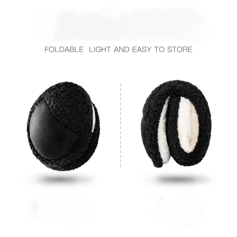 Cache-oreilles pliables portables pour hommes et femmes, cache-oreilles réglables, doublure douce et floue, cache-oreilles souriants, extérieur,