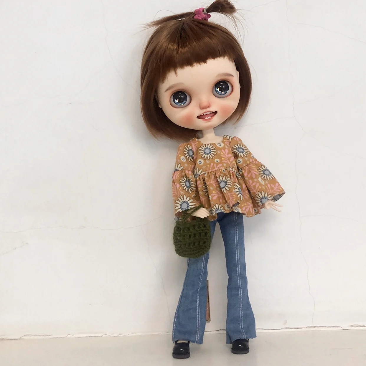 BJD Blythe Clothes Vintage floral skirt jeans flare pants 1/6 30cm  Dolls (Fit for Pullip,Ob24, Licca)