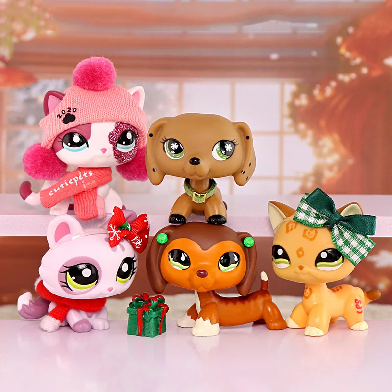 

LPS Mini Pet Shop Bobble Head Shorthair Cat Danchshund Crouching Cat Children's Toys Christmas Gifts Gifts for Boys and Girls