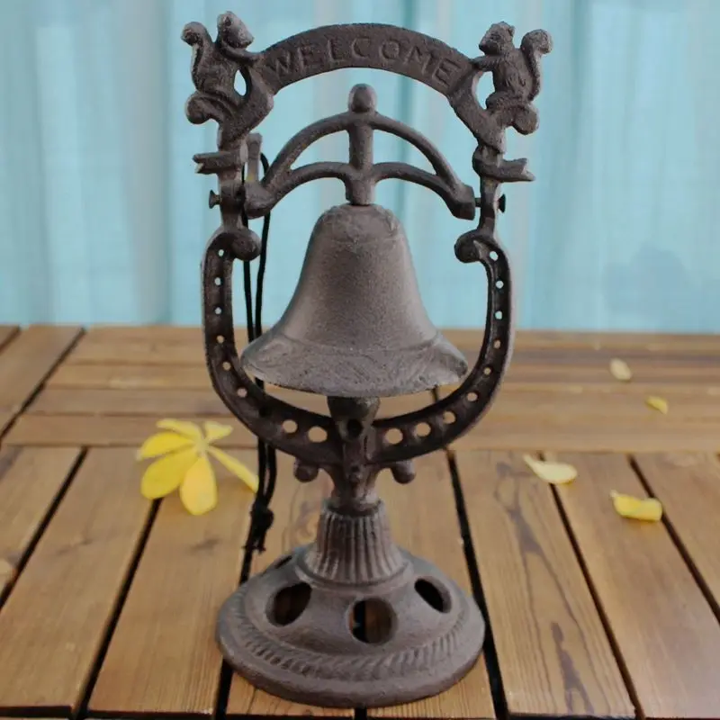 

European Style Cast Iron Welcome Bell Luxury Art Desk Type Entrance Hall Ornament Retro Creative Living Room Decoration Crafts