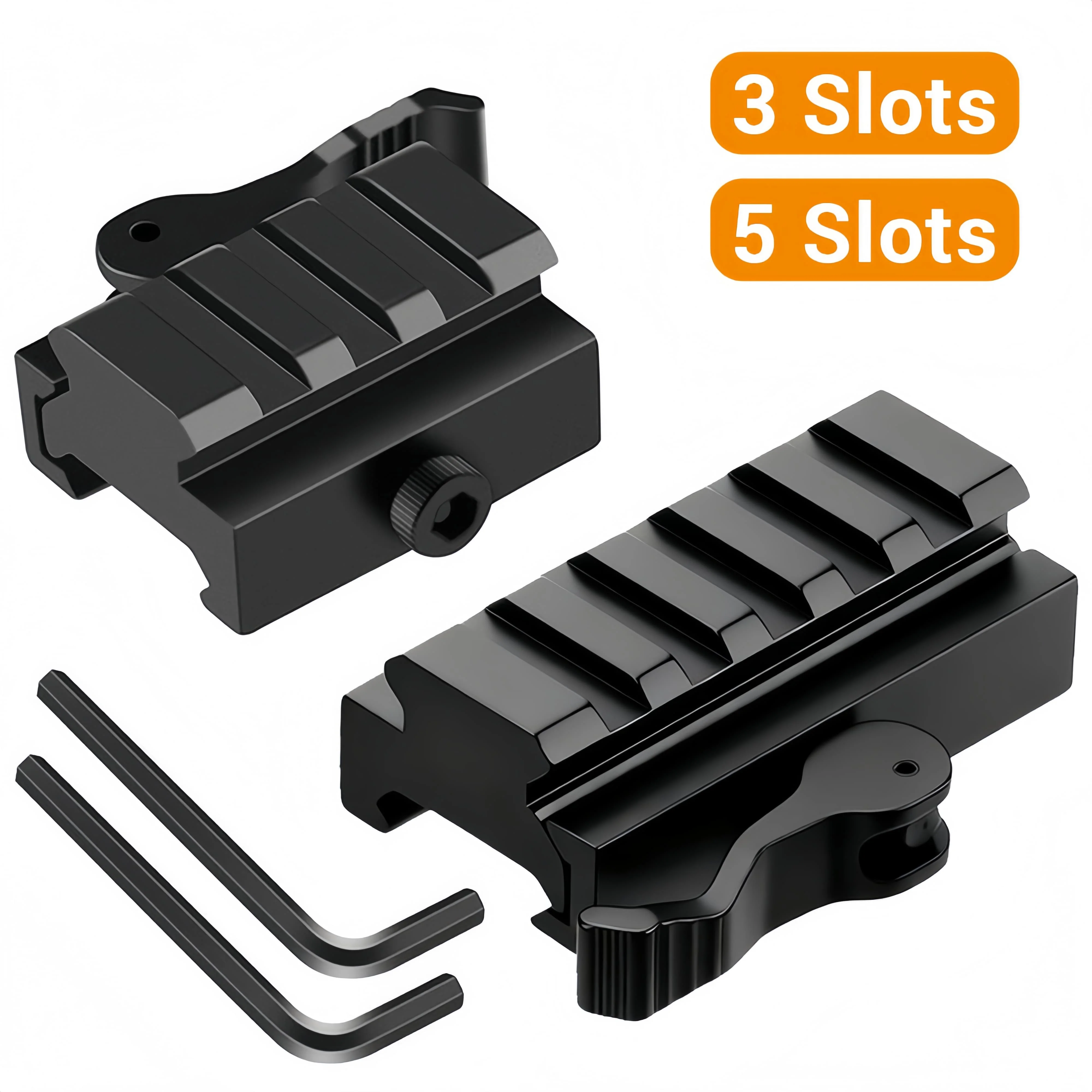 3/5 Slots Low Profile QD Picatinny Riser Mount – Quick Release Lever Lock Adaptor for Scopes & Optics – Tactical Rail Riser