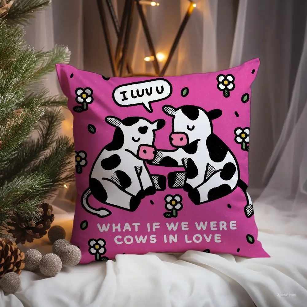 Abstract Cow Cushion Cover Premium Comfort Reversible Pillow Cove -Two in One Design for Any Room & Car Interior