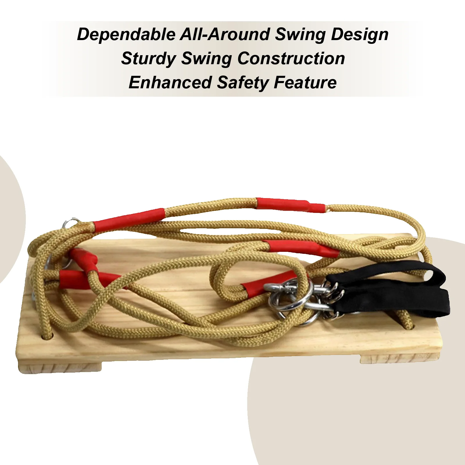 Asiento columpio de madera con cuerda ajustable en altura para adultos, suministros deportivos cómodos para Patio, jardín, terraza y parque