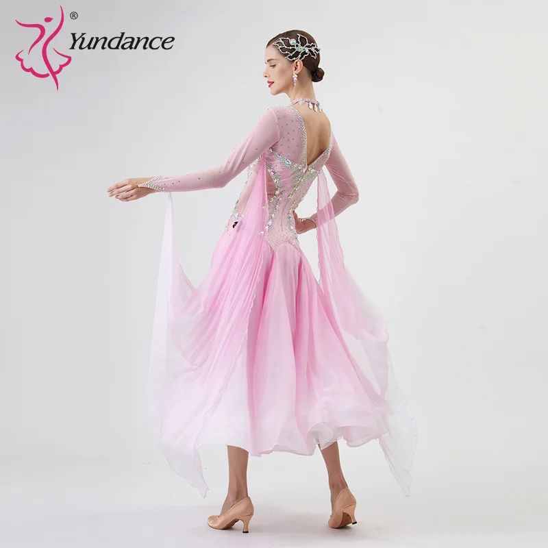 B-2288 New Women Modern Dance Rhinestone Color Diversity Dress Ballroom National Standard Waltz Competition Performance