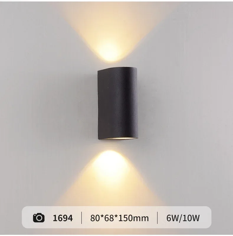 Round Square Modern Wall Lights Garden Porch Ip65 Waterproof Up Down Lighting Outdoor Led Bedroom Lamp Wall Decor