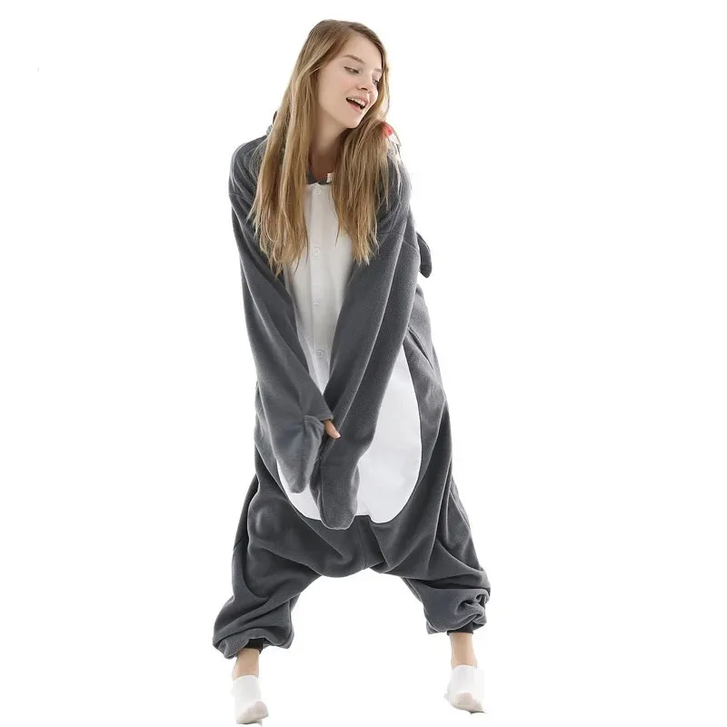 2025 Nieuwe Shark Onesies Voor Volwassenen Fleece Pijamas Kigurumi Anime Pyjama Vrouwen Hele Lichaam Cosplay Kostuum Mannen 1 Stuk Pyjama Hal