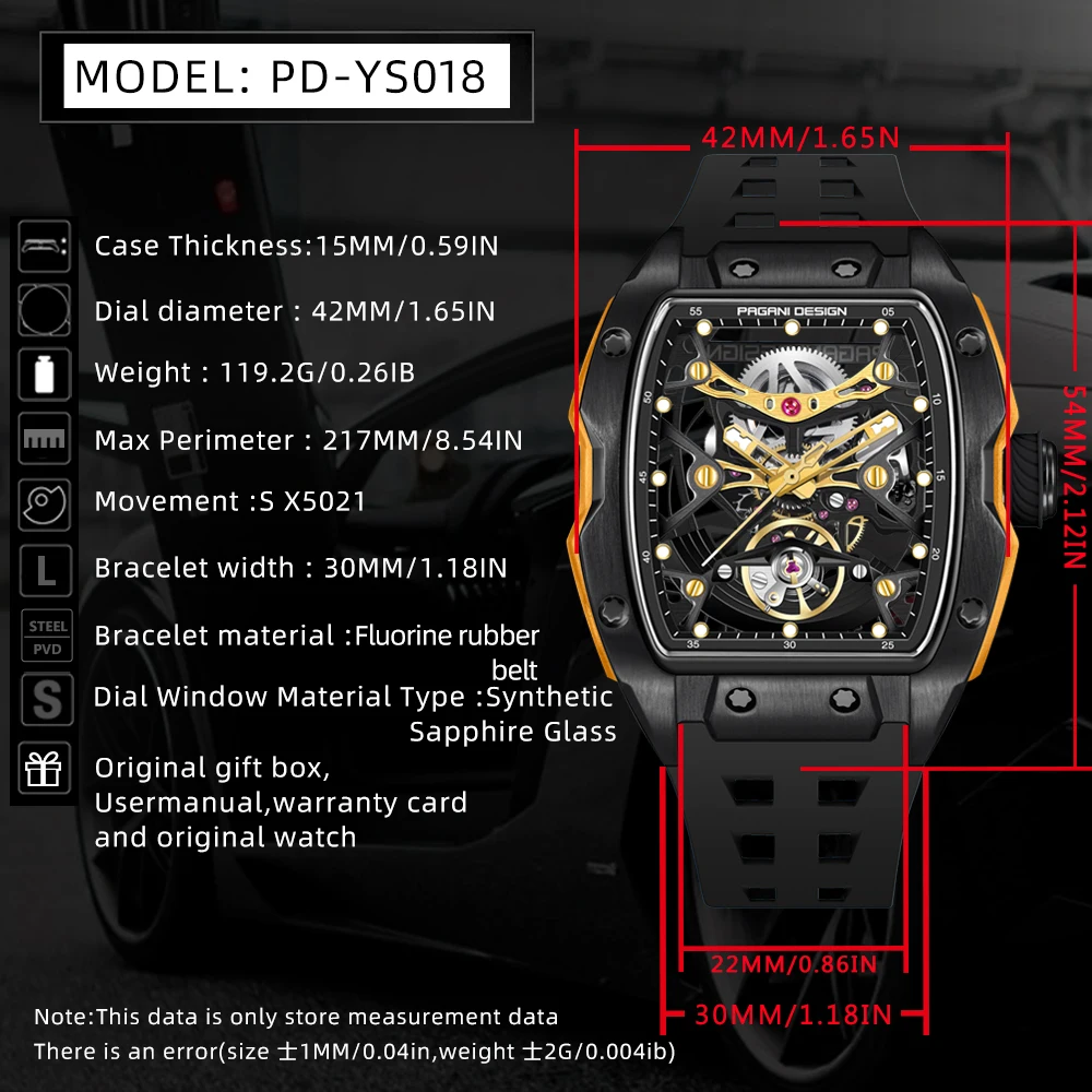 PAGANI DESIGN 2024 NEW Automatic Mechanical Wristwatch PDYS018 Fashion Casual Skeleton Sapphire Stainless Steel Watch for Men