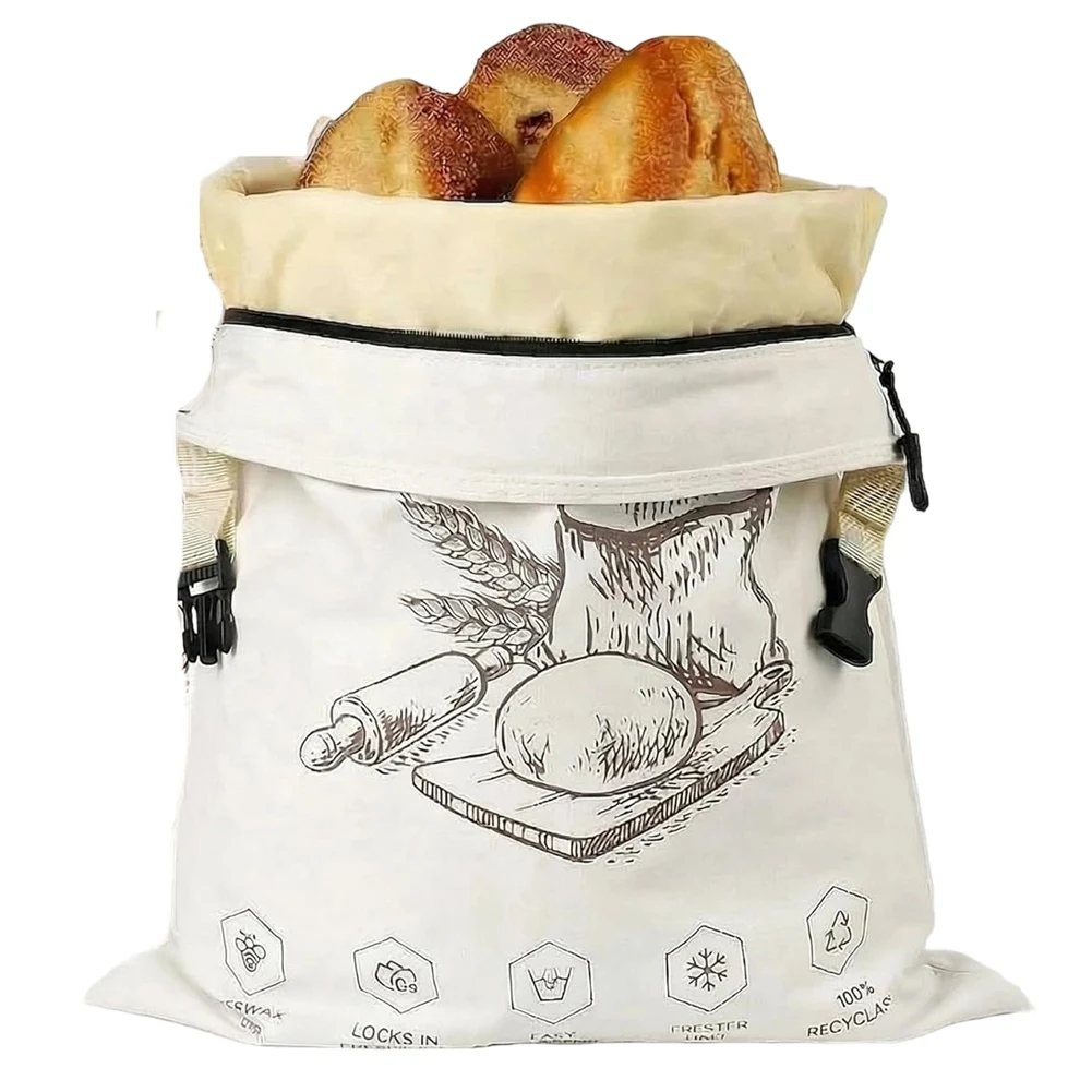 1-Pack Extra Large Beeswax Bread Bags with Zipper Seal - Reusable Bread Storage Bags for Sourdough & Artisan Loaves