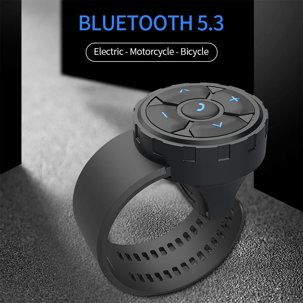 Auricular para casco de motocicleta y bicicleta, botón remoto inalámbrico, Bluetooth-compatible5.3, controlador multimedia para manillar, volante de