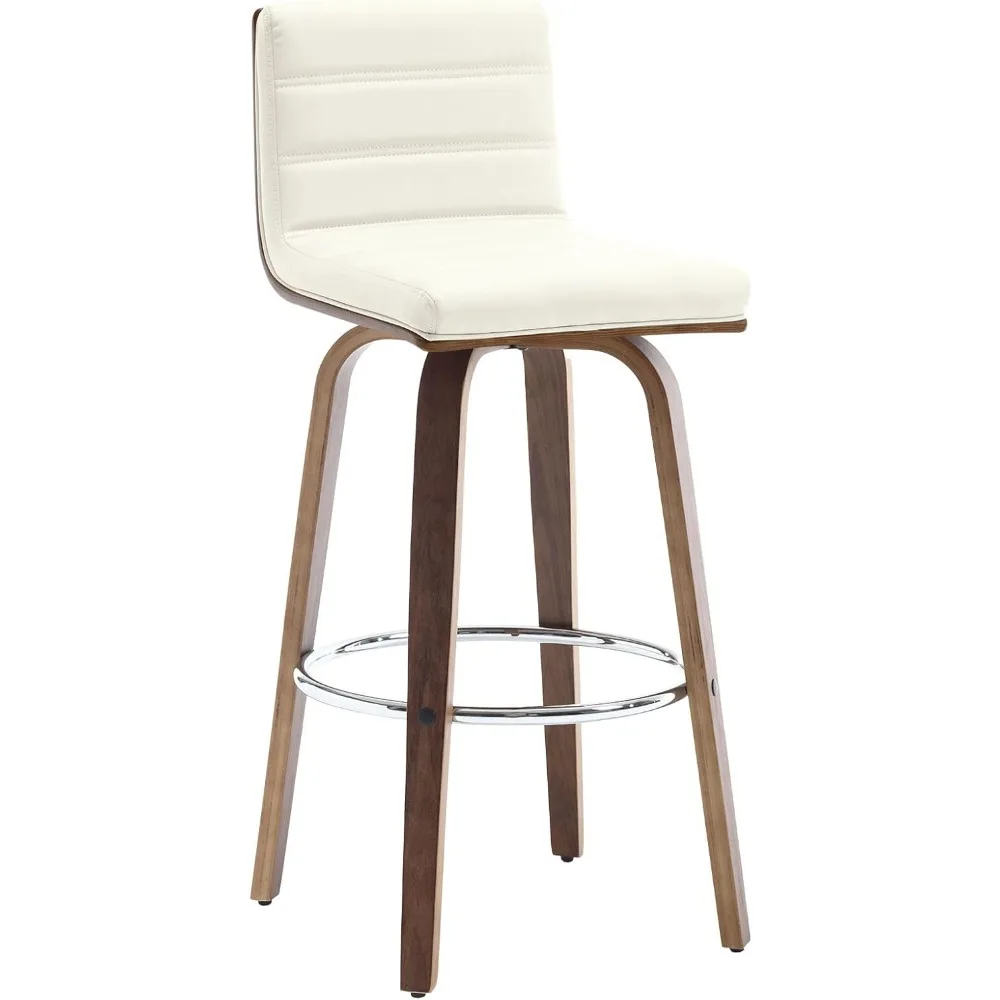

Bar Stools 29 Inch Bar Height, Swivel Bar Stools with Backs Upholstered PU Leather Barstool, L Shape Back and Padded Seat, Mid-C