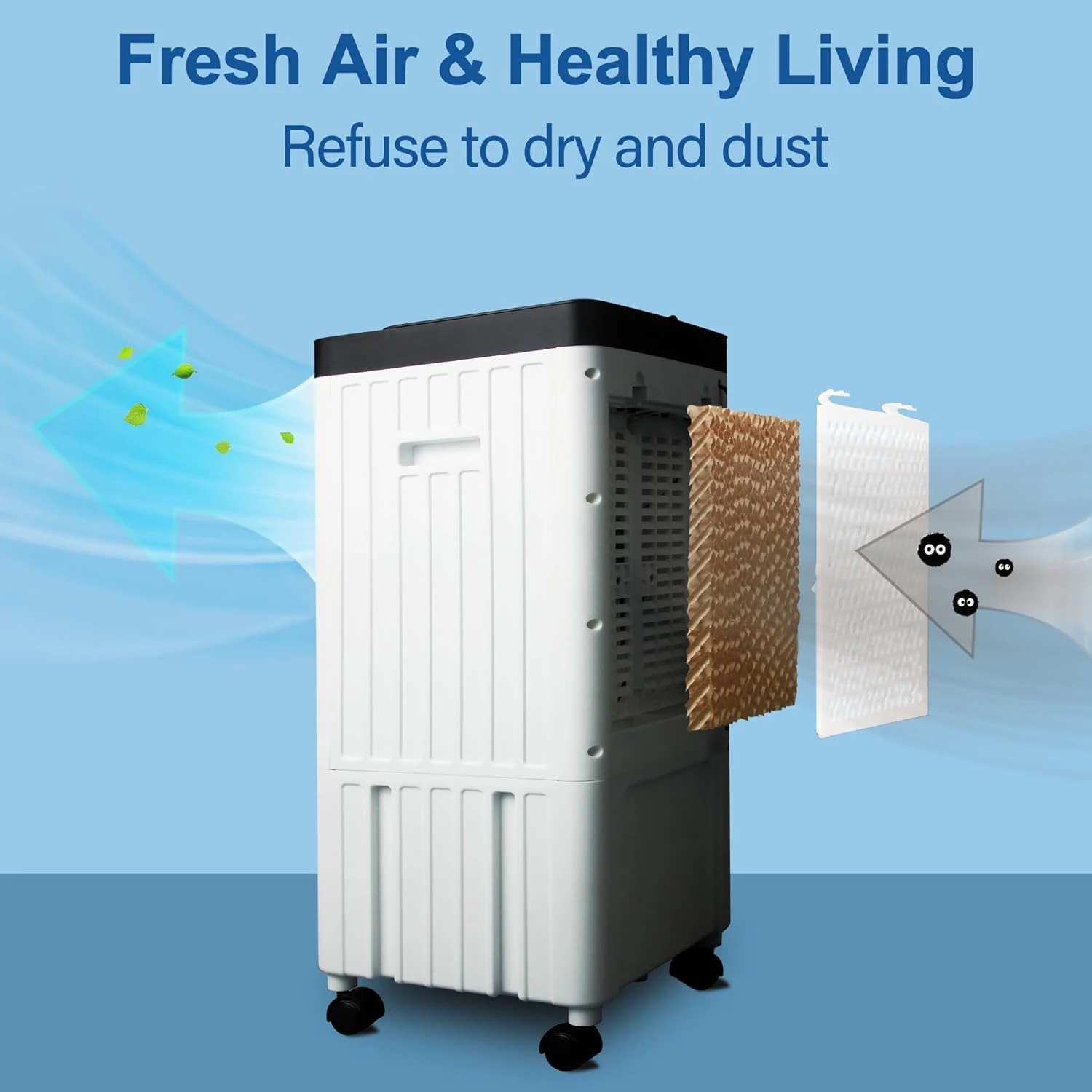 Air Conditioners,3-IN-1 Evaporative Air Cooler with Utral-Quiet,No windows needed & Dual control,Easy Install Ideal for Room