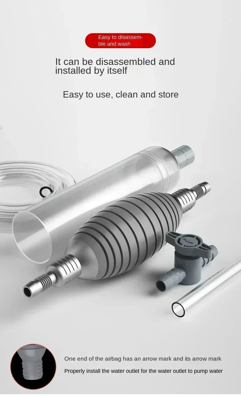 Aquarium-Siphon-Vakuum für Kies, Großer Wasserwechsler, Aquarium-Sandreiniger und Wasserwechsel-Reinigungsset mit Verlängerungsrohr – Detail 14