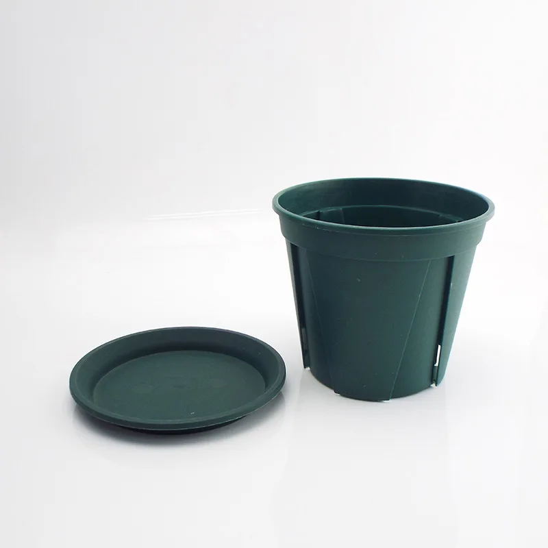 12cm Green Plant Flowerpot Rose Breathable Plastic Succulent Flower Pot Tray Potted Culture Nursing Outdoor Garden Container B4