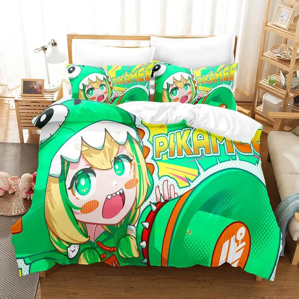 3d Print Anime Kawaii Girls Amano Pikamee Bedding Set Single Twin Full Queen King Size Bed Set Adult Kid Bedroom Duvetcover Sets