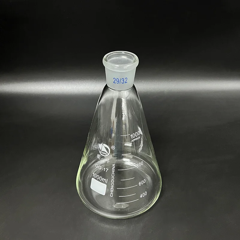 Bottiglia conica per fiaschetta Erlenmeyer in vetro da 100-10000 ml, giunto 29/32, forniture per vetreria per chimica da laboratorio, vetro borosilicato