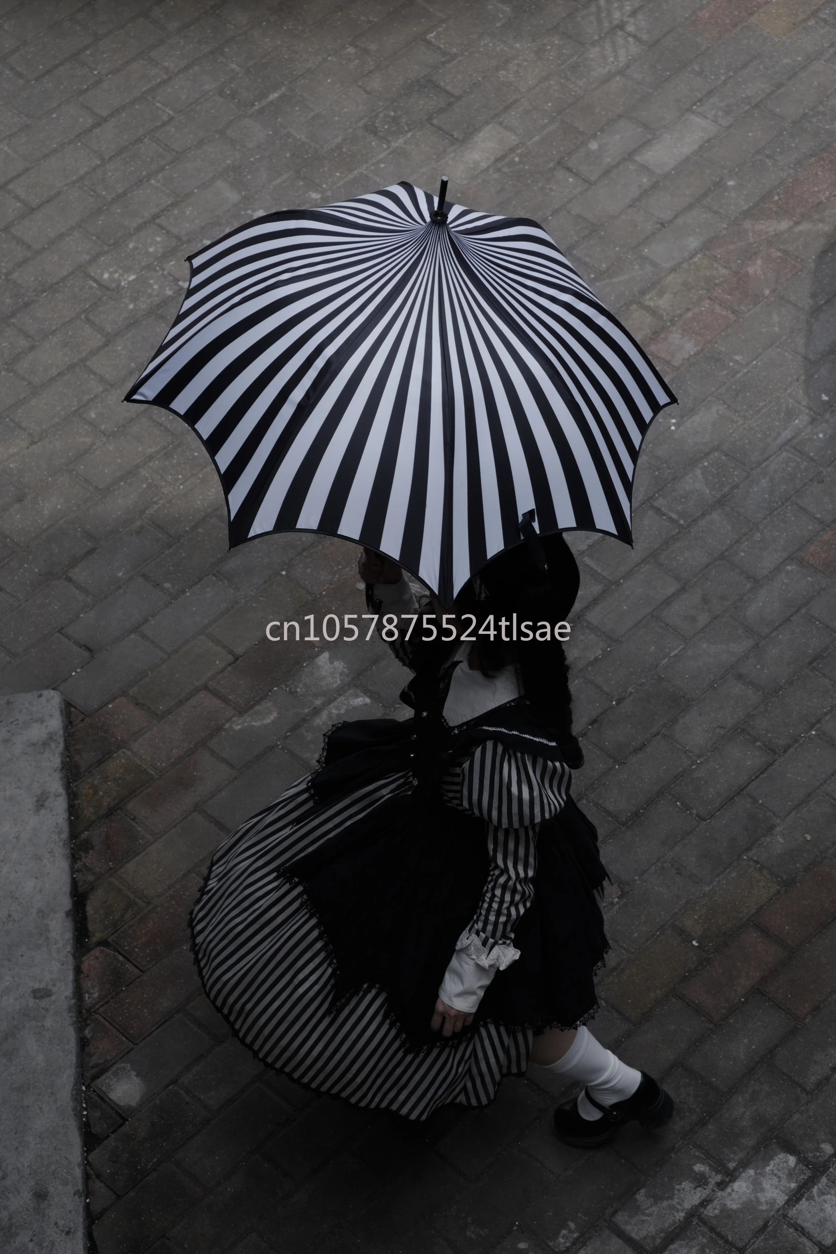 Gothic Style Striped Octagonal Dark Sunscreen Umbrella Pagoda Umbrella Rain and Rain Vinyl Sunscreen Umbrella